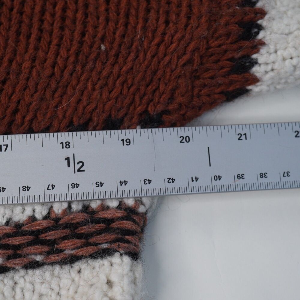 Anthropologie Elsamanda Alpaca Wool Sweater M Brown Ivory Stripe Chunky Cropped - Picture 5 of 8